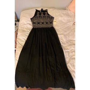 NWT Elegant Long Black & Gold Dress